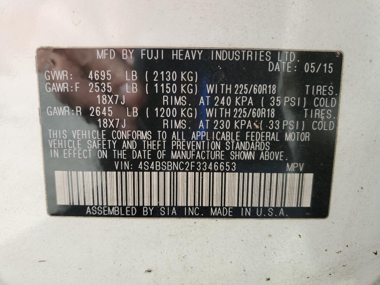 SUBARU OUTBACK 2.5I LIMITED