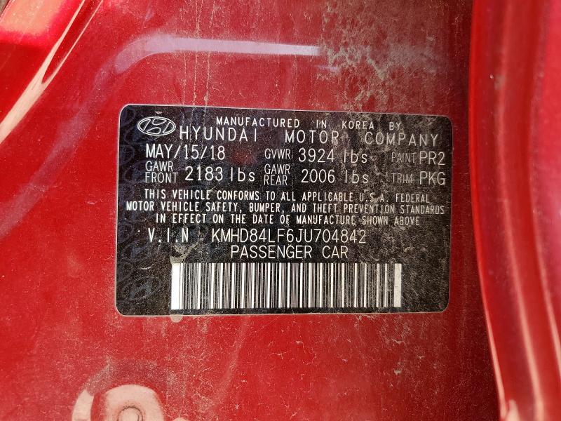 2018 HYUNDAI ELANTRA SEL - KMHD84LF6JU704842