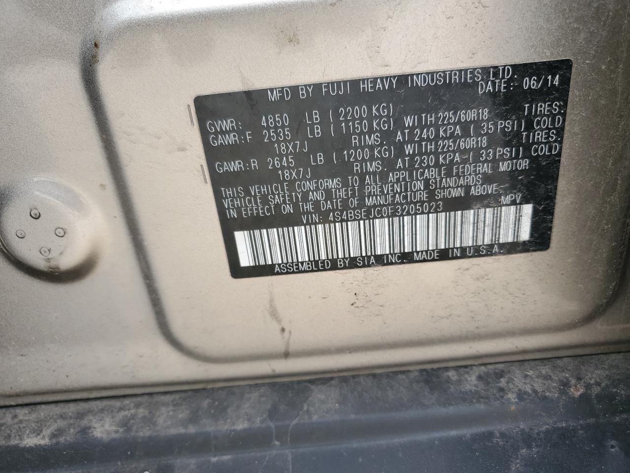 SUBARU OUTBACK 3.6R LIMITED