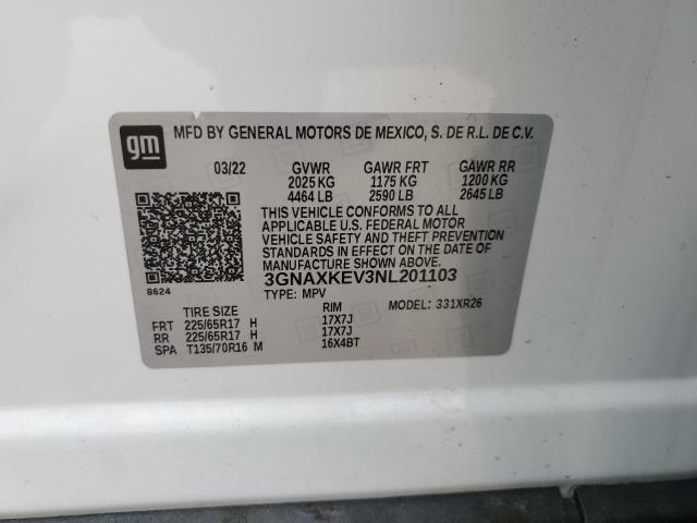 2022 CHEVROLET EQUINOX LT - 3GNAXKEV3NL201103