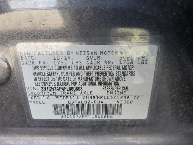 2015 NISSAN VERSA S 3N1CN7AP4FL860808
