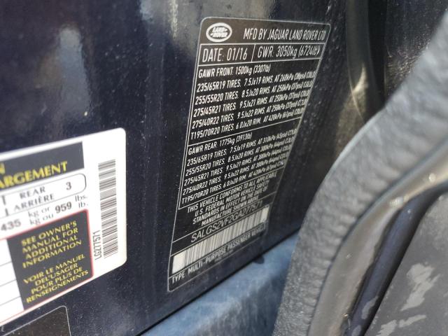 2016 LAND ROVER RANGE ROVE SALGS2VF2GA277571