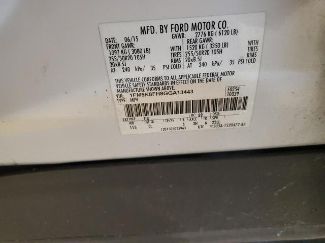 2016 FORD EXPLORER L - 1FM5K8FH8GGA13443