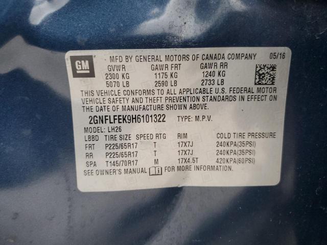 2017 CHEVROLET EQUINOX LT 2GNFLFEK9H6101322