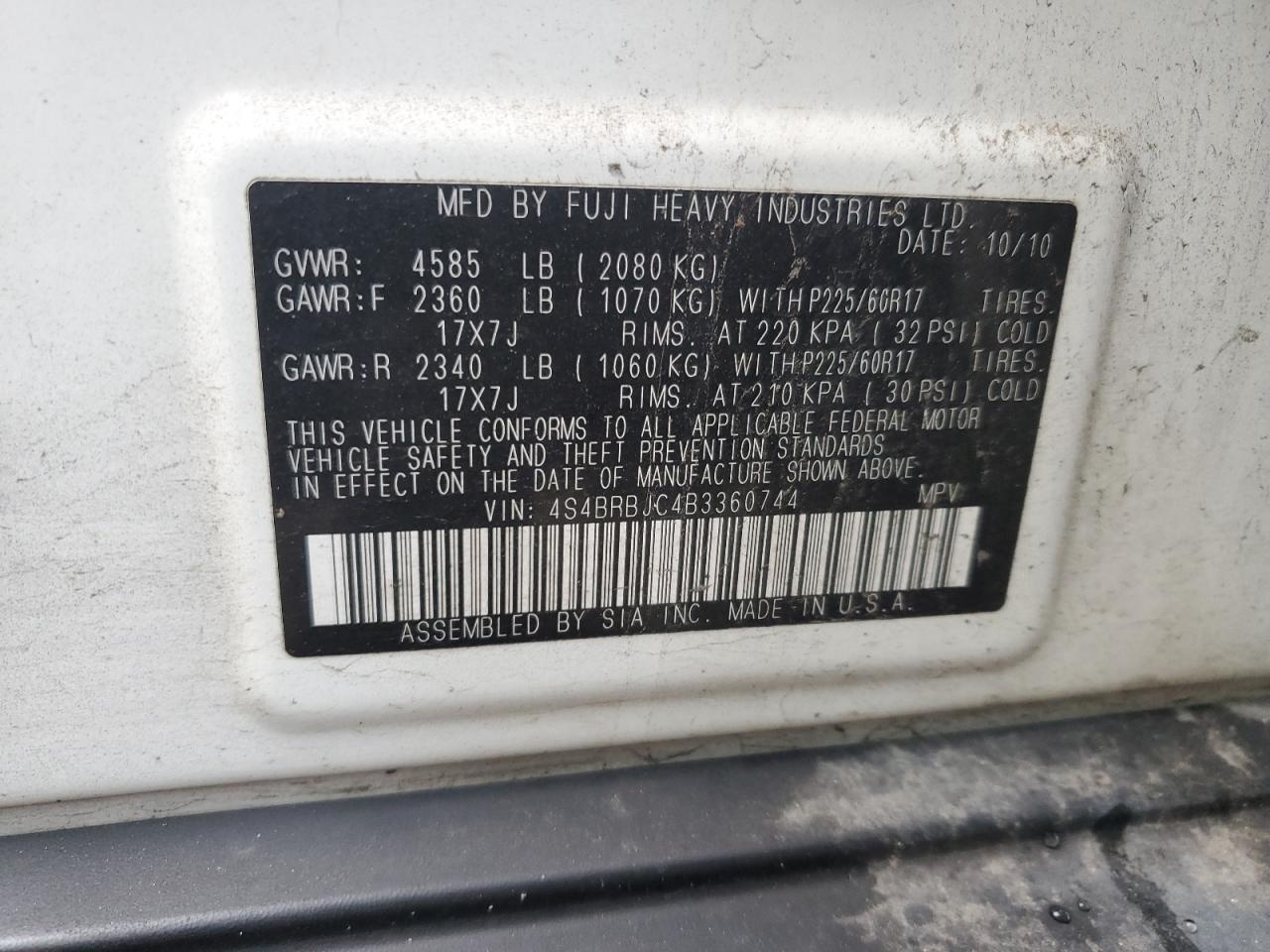 SUBARU OUTBACK 2.5I LIMITED