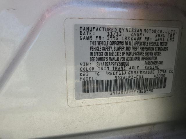 2015 NISSAN SENTRA S - 3N1AB7AP9FY368990