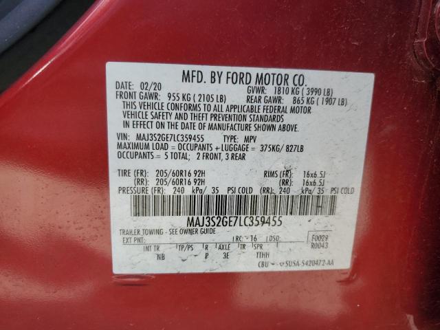 2020 FORD ECOSPORT S MAJ3S2GE7LC359455