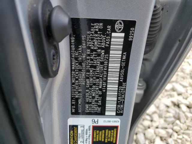 2015 TOYOTA CAMRY LE 4T4BF1FK9FR498725