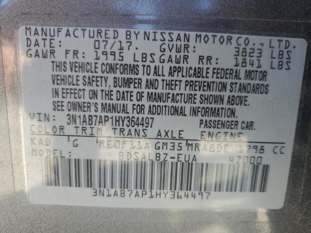 2017 NISSAN SENTRA S #3312133106