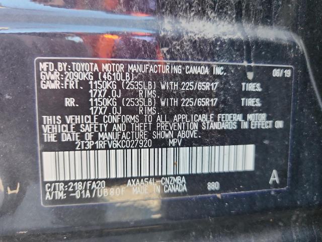 2019 TOYOTA RAV4 XLE - 2T3P1RFV6KC027920