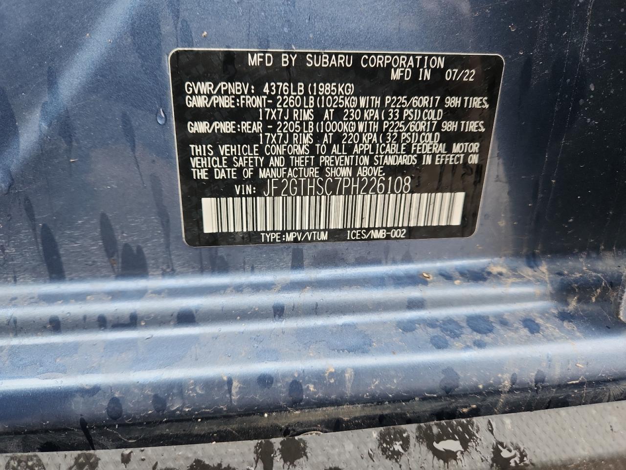 SUBARU CROSSTREK SPORT