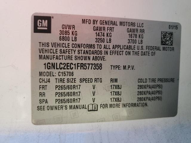 2015 CHEVROLET TAHOE POLICE 1GNLC2EC1FR577358