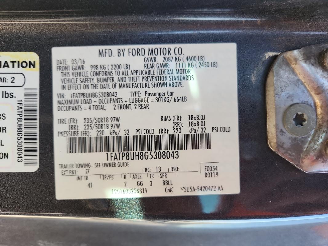 2016 FORD MUSTANG #3304614460