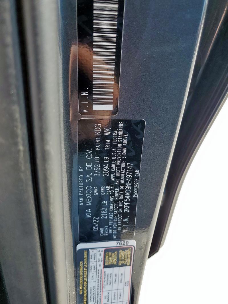 2022 KIA FORTE GT L 3KPF54AD9NE497147