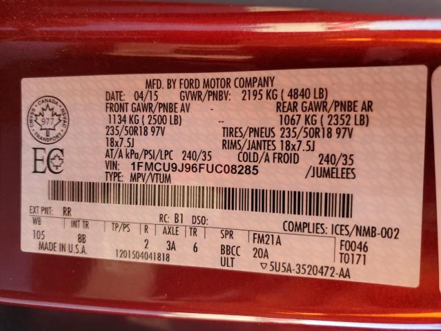 2015 FORD ESCAPE TITANIUM 1FMCU9J96FUC08285