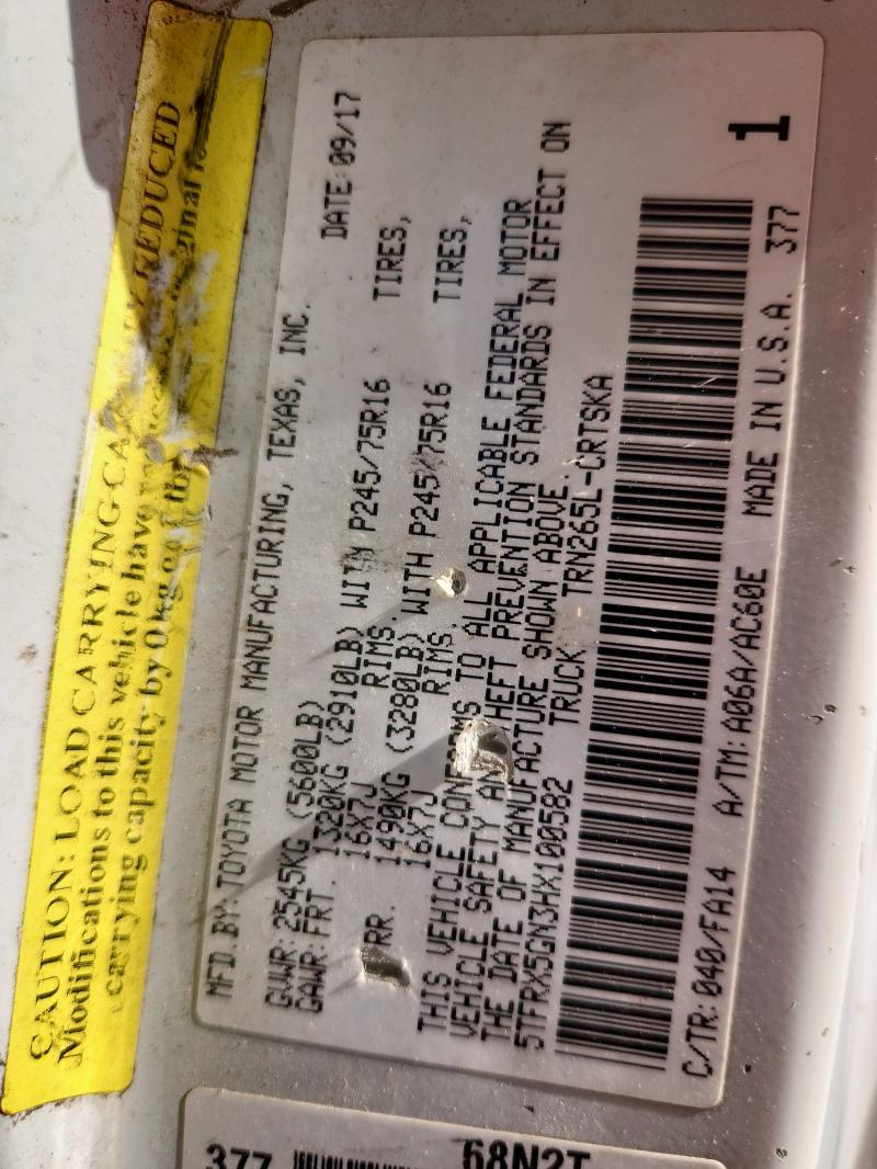 2017 TOYOTA TACOMA ACCESS CAB 5TFRX5GN3HX100582