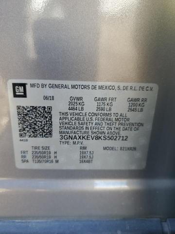 2019 CHEVROLET EQUINOX LT - 3GNAXKEV8KS502712