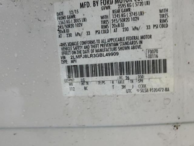 2016 LINCOLN MKX RESERV - 2LMPJ8LR3GBL49909