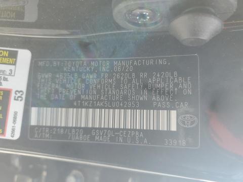 2020 TOYOTA CAMRY TRD 4T1KZ1AK5LU042953