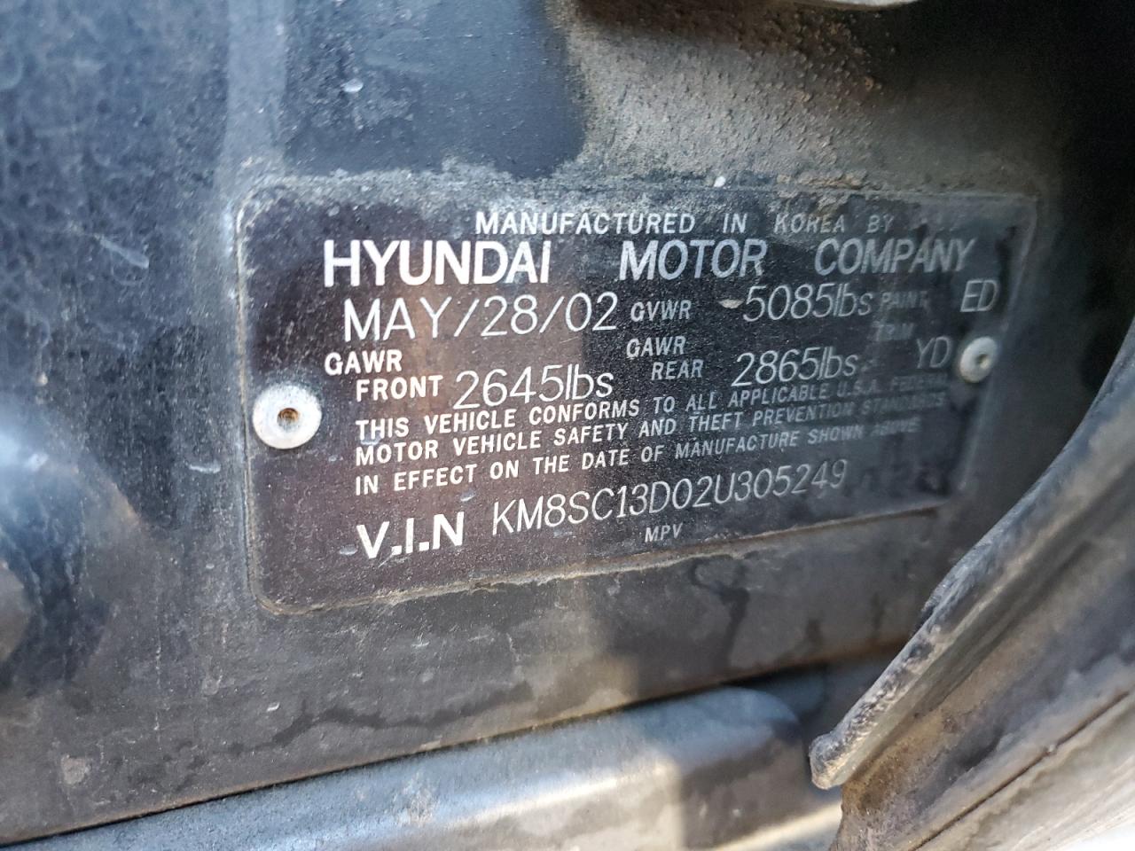 Lot #3280833394 2002 HYUNDAI SANTA FE G