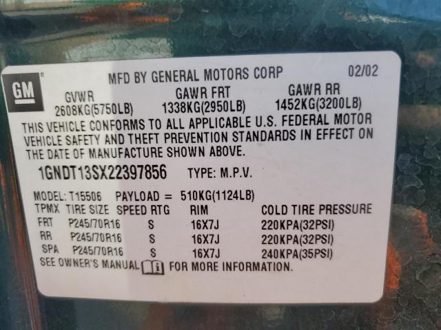 2002 CHEVROLET TRAILBLAZER #3276486142