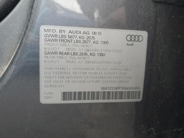 2016 AUDI SQ5 PREMIUM PLUS WA1CCAFP7GA043456