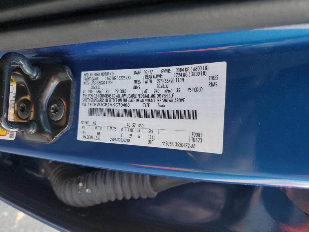 2017 FORD F150 SUPERCREW - 1FTEW1CF2HKC70468