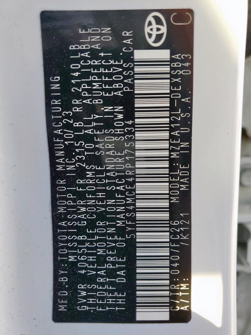 2024 TOYOTA COROLLA SE - 5YFS4MCE4RP175334