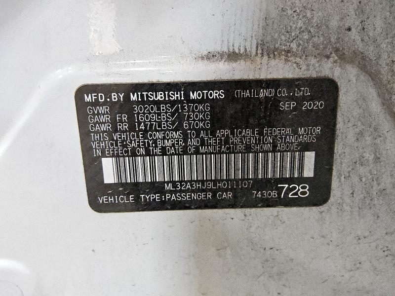 2020 MITSUBISHI MIRAGE ES ML32A3HJ9LH011107