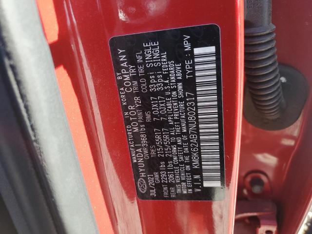 2022 HYUNDAI KONA SEL KM8K62AB7NU802317