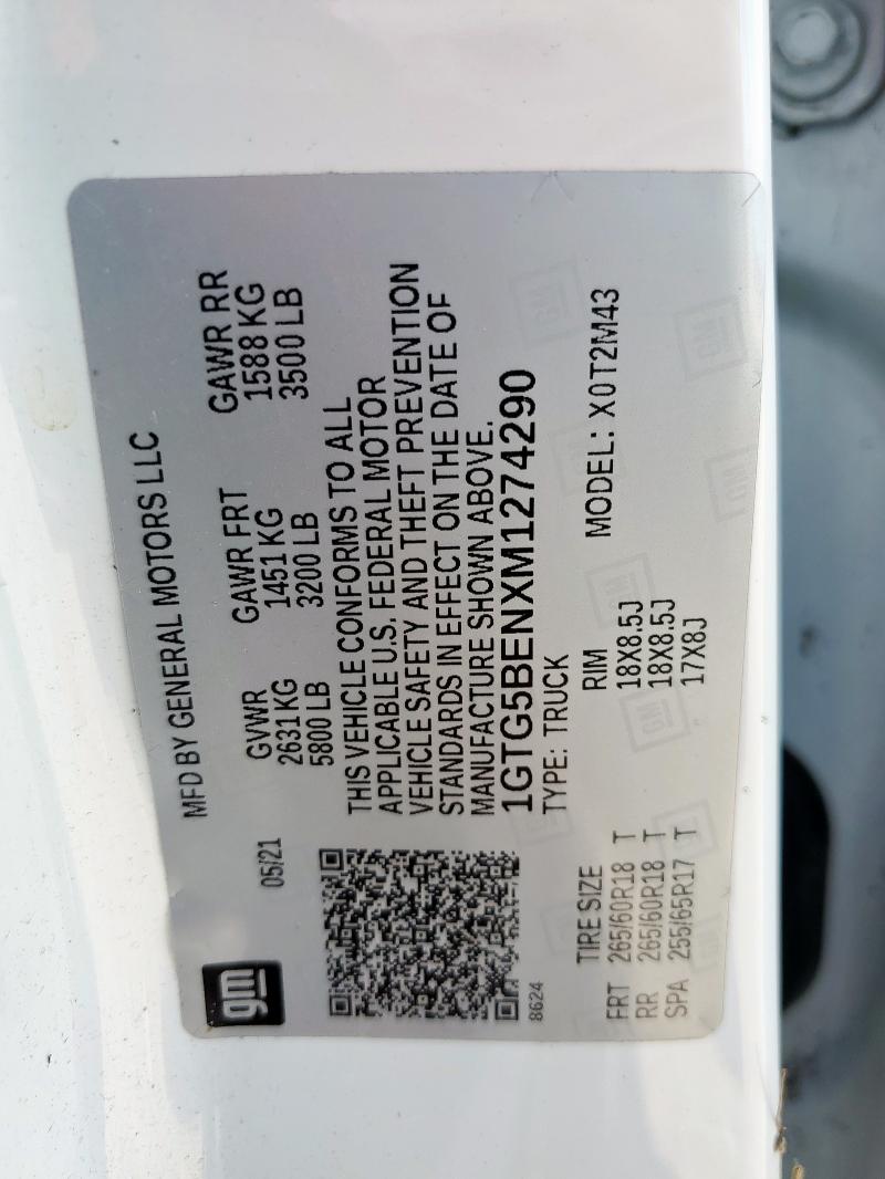 2021 GMC CANYON ELE 1GTG5BENXM1274290