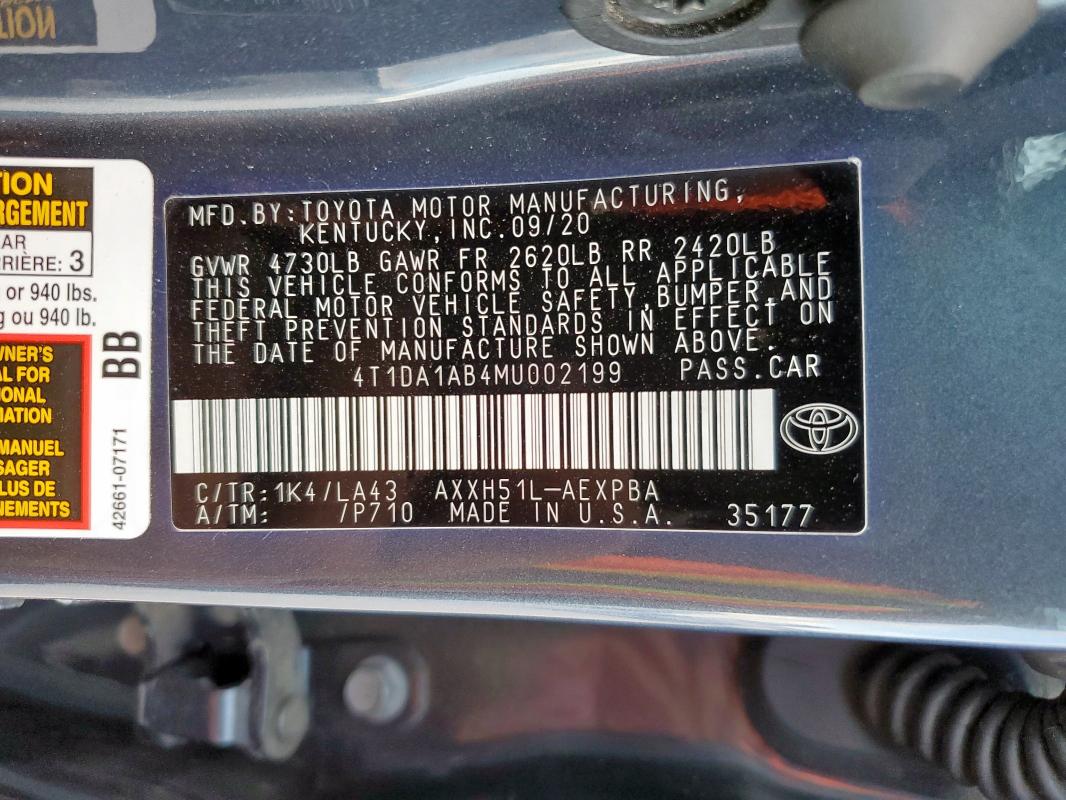 2021 TOYOTA AVALON LIM 4T1DA1AB4MU002199