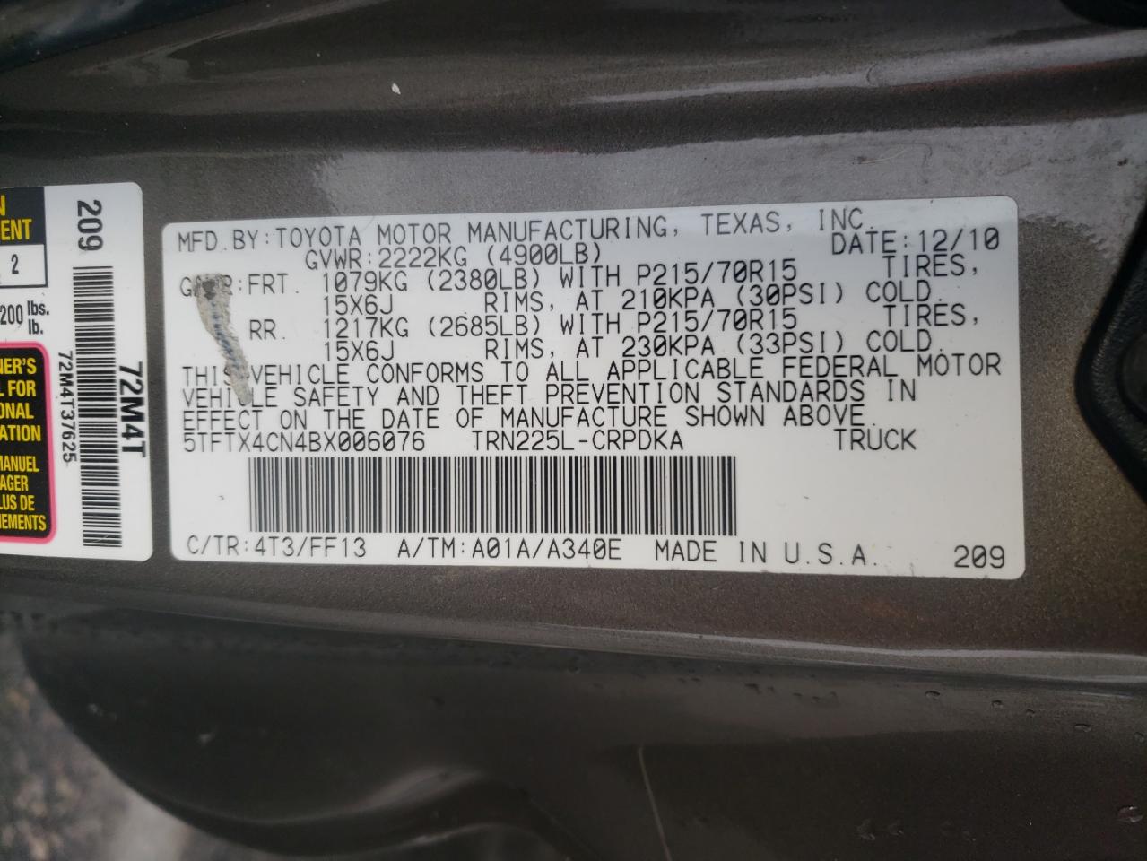 TOYOTA TACOMA ACCESS CAB