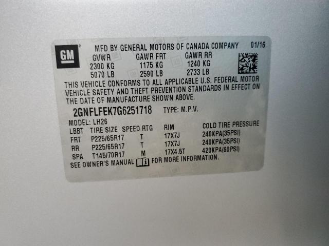 2016 CHEVROLET EQUINOX LT - 2GNFLFEK7G6251718