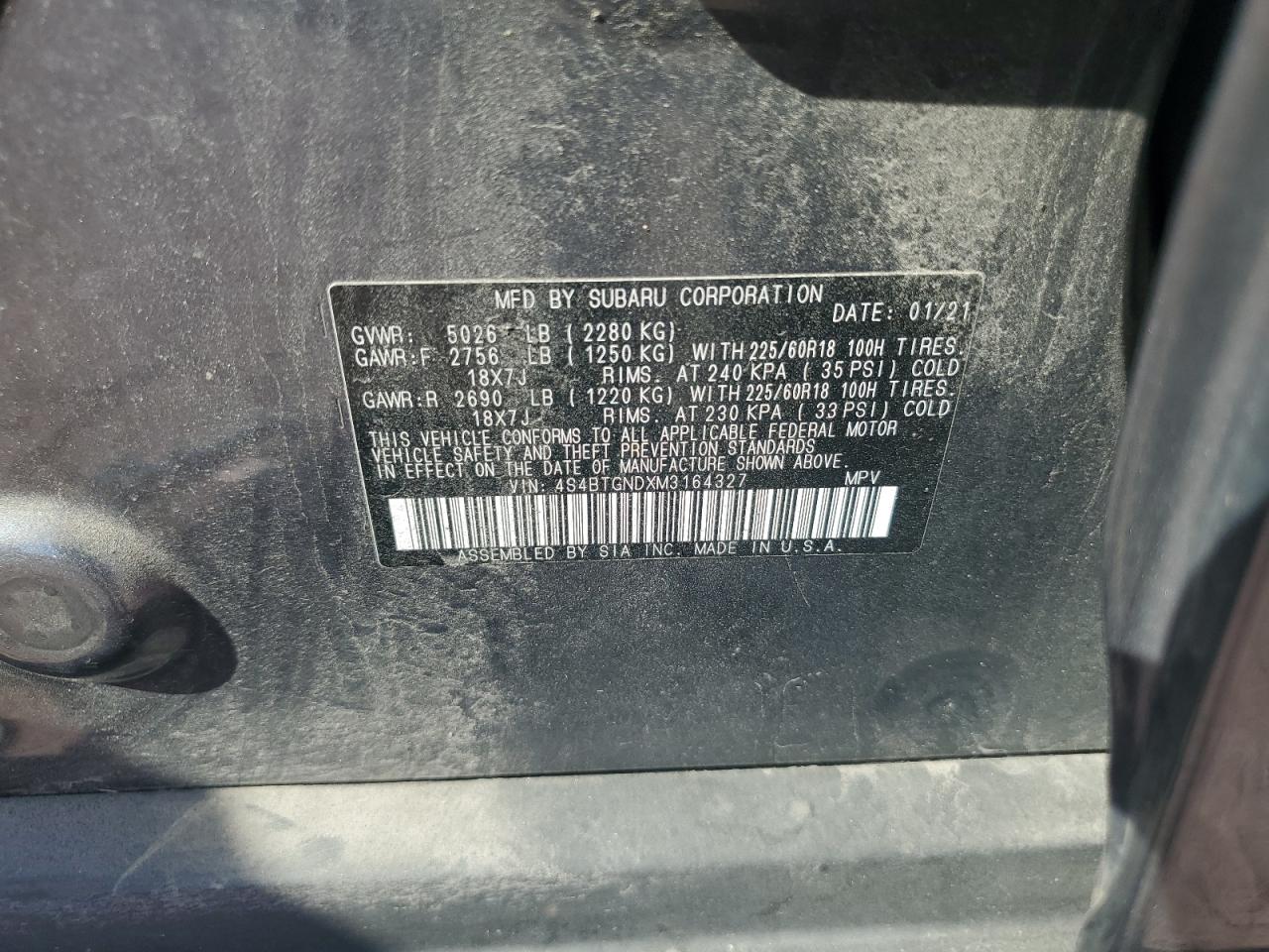 SUBARU OUTBACK LIMITED XT