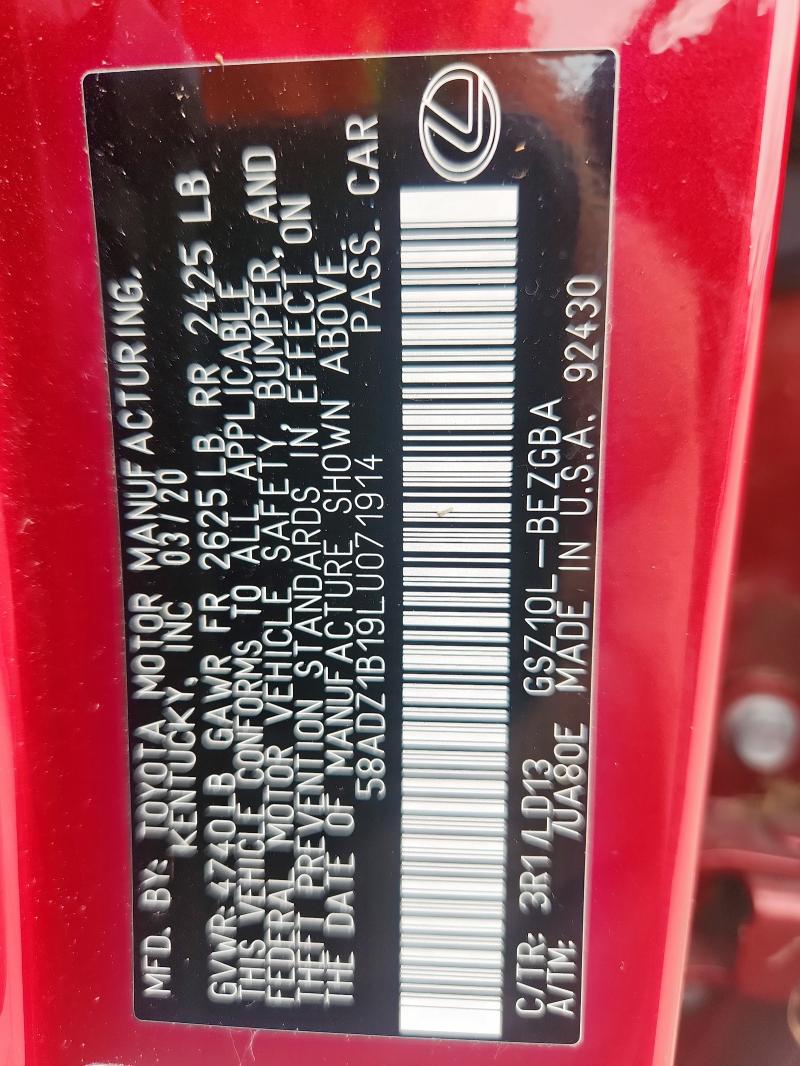 2020 LEXUS ES 350 - 58ADZ1B19LU071914