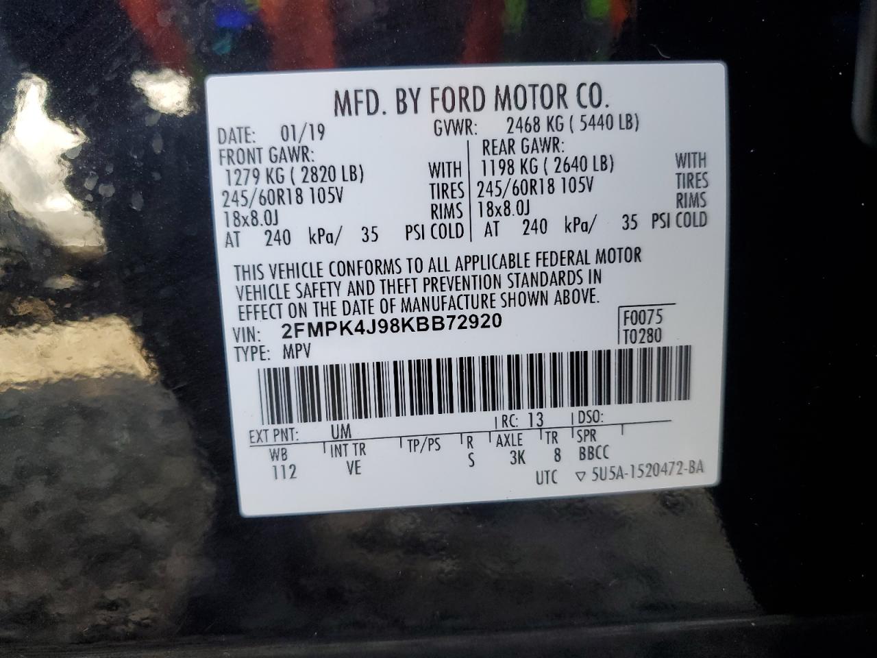 Lot #3310340967 2019 FORD EDGE SEL