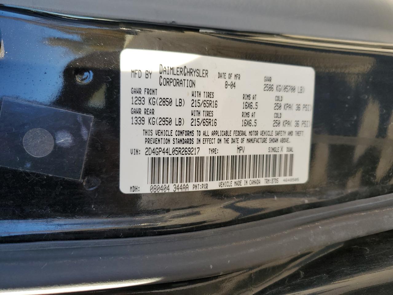 Lot #3301604674 2005 DODGE GRAND CARA