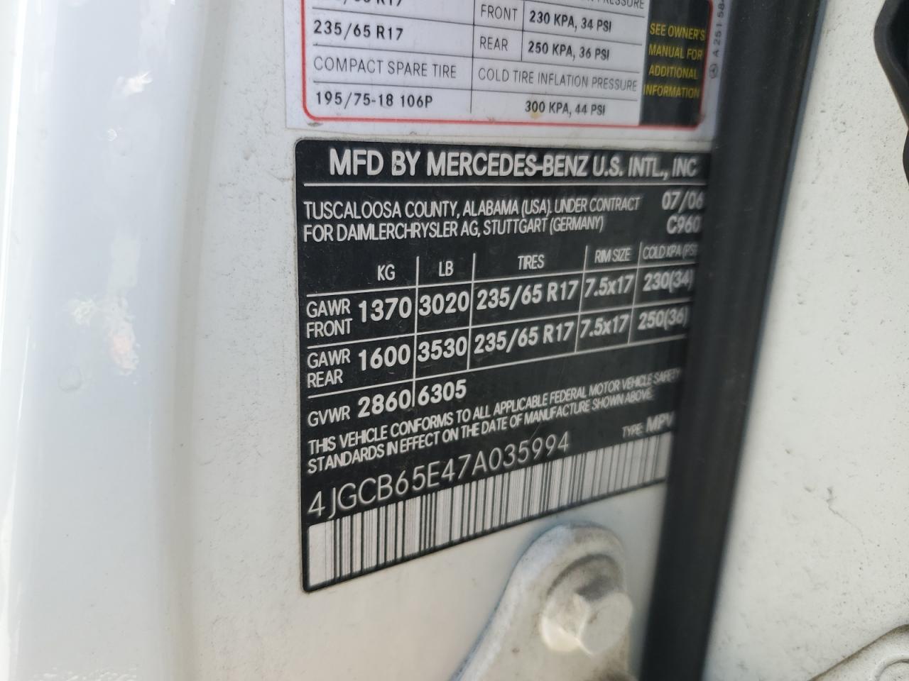 Lot #3302729050 2007 MERCEDES-BENZ R 350