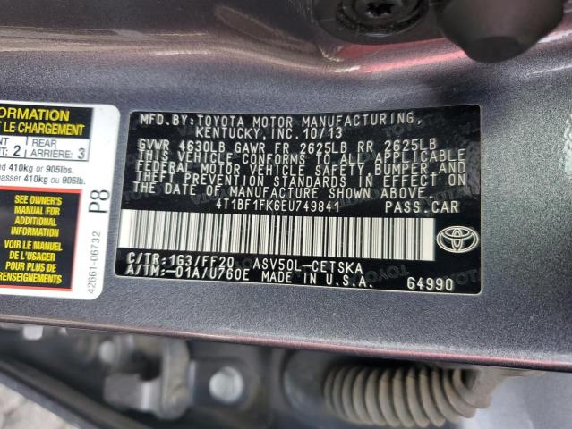 2014 TOYOTA CAMRY L - 4T1BF1FK6EU749841