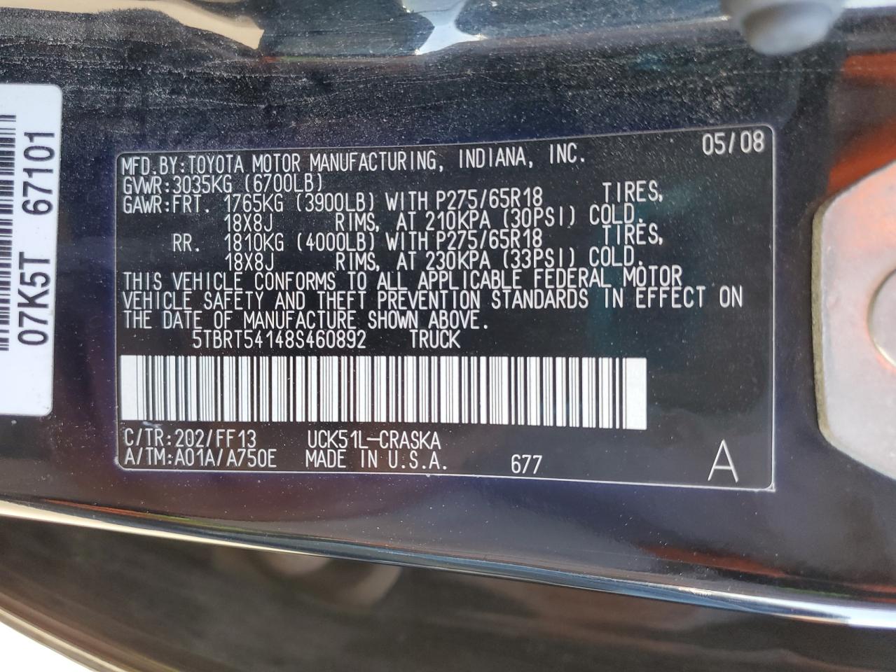 Lot #3312859088 2008 TOYOTA TUNDRA DOU