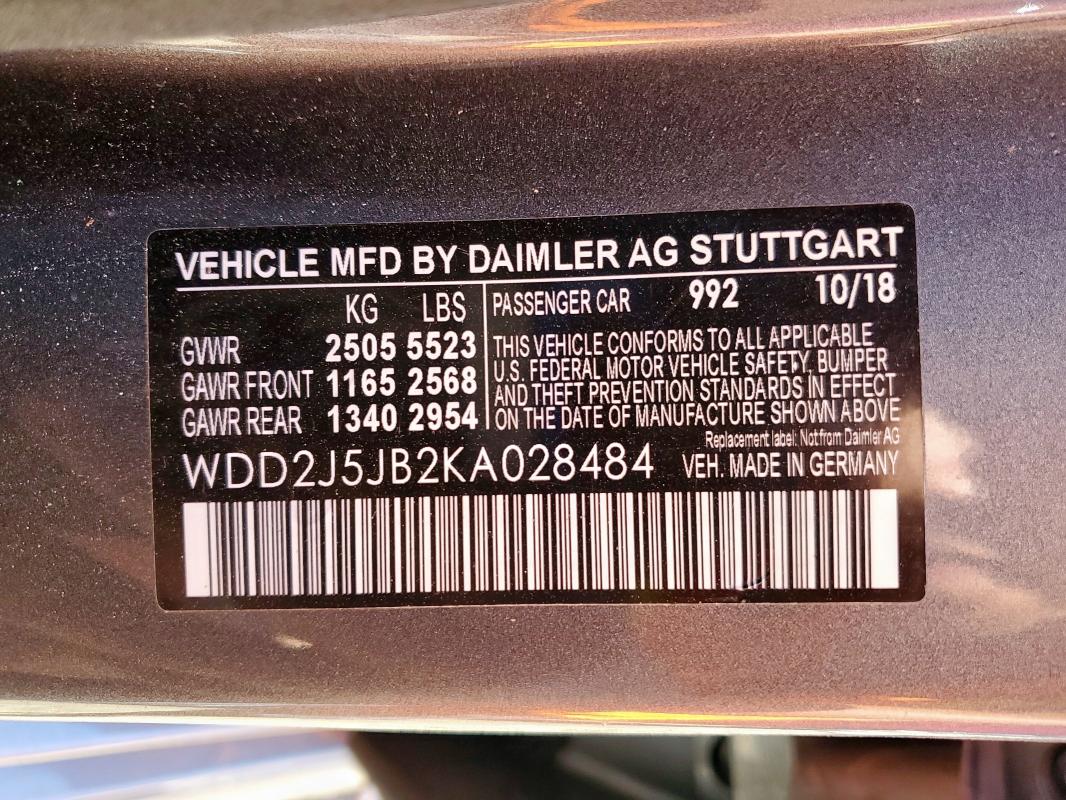 2019 MERCEDES-BENZ CLS 450 - WDD2J5JB2KA028484