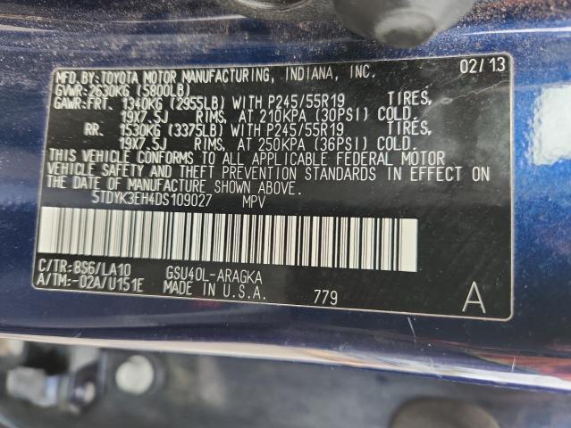 2013 TOYOTA HIGHLANDER - 5TDYK3EH4DS109027