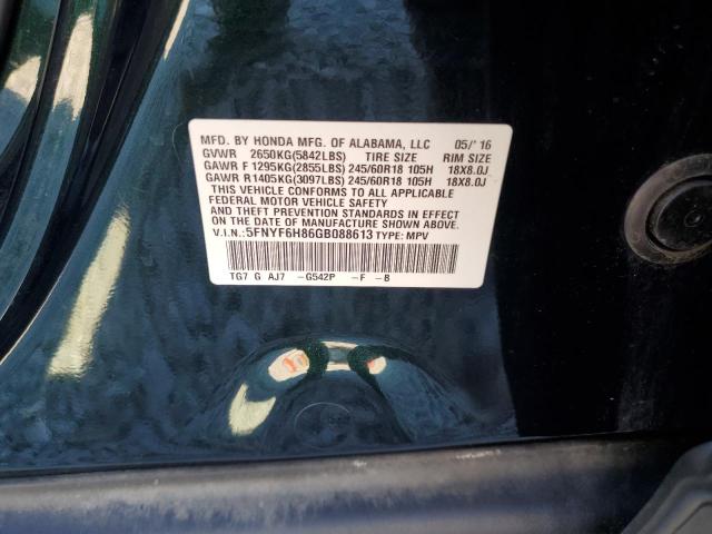 2016 HONDA PILOT EXL #3281552383