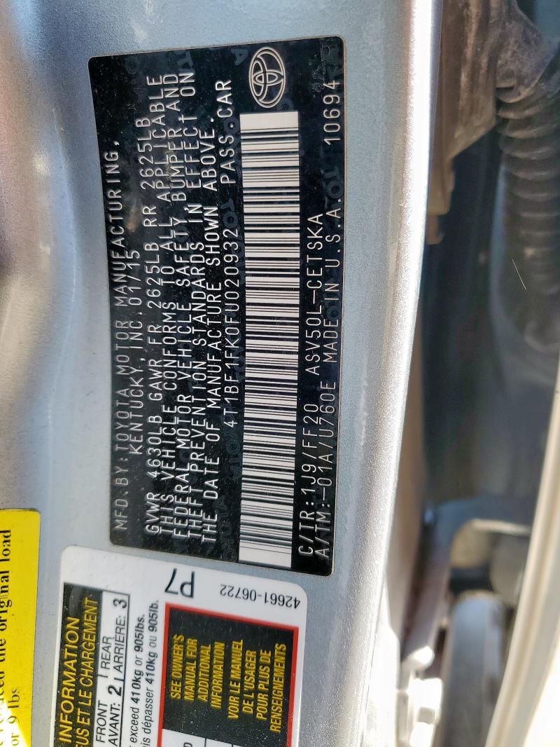 2015 TOYOTA CAMRY SE A - 4T1BF1FK0FU020932