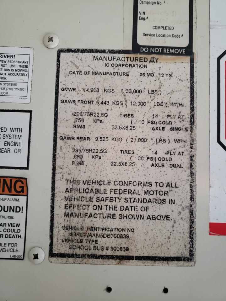 Lot #3279582330 2013 IC CORPORATION RE SERIES SCHOOL