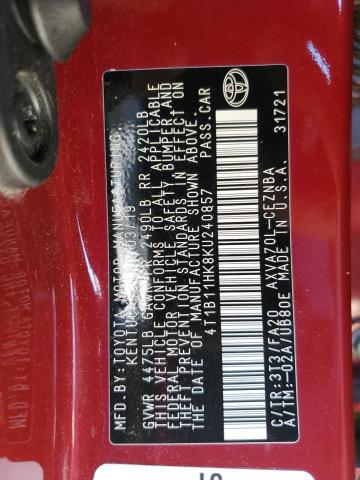 2019 TOYOTA CAMRY L #3304086492