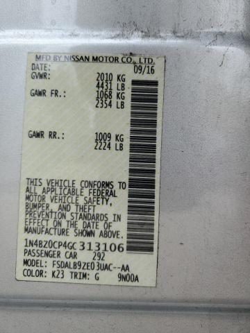 2016 NISSAN LEAF SV 1N4BZ0CP4GC313106