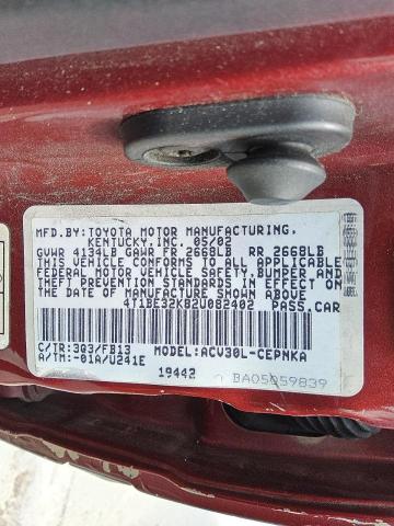2002 TOYOTA CAMRY LE #3297799819