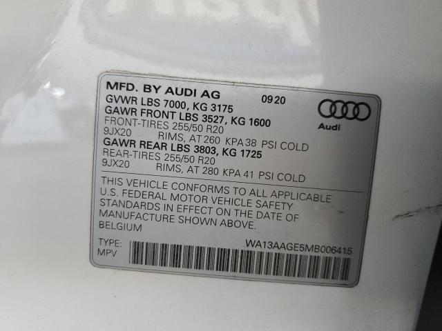 2021 AUDI E-TRON SPO WA13AAGE5MB006415